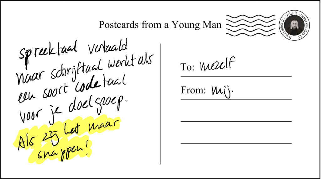 Postcard #3 Schrijftaal of&nbsp;Spreektaal